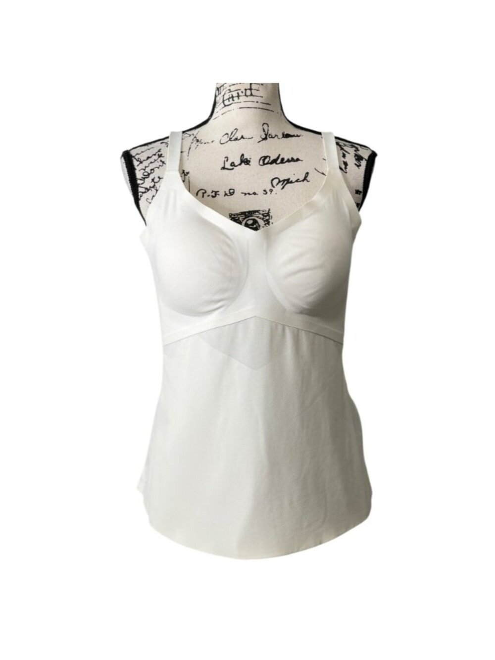 Honeylove Womens XL LiftWear Tank Top Built-in Wireless Bra Off-White Shapewear